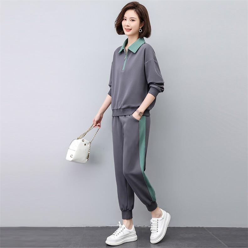 春季新款休闲时尚套装女宽松显瘦运动服两件套图片