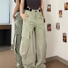 美式cargo重工大口袋工装裤男女潮牌高街复古廓形结构伞兵冲锋裤，女装休闲裤，星座1210-1