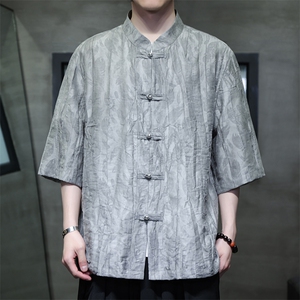 2025夏季新款风男装金属盘扣新中式天丝提花衬衫 C133-P70图片