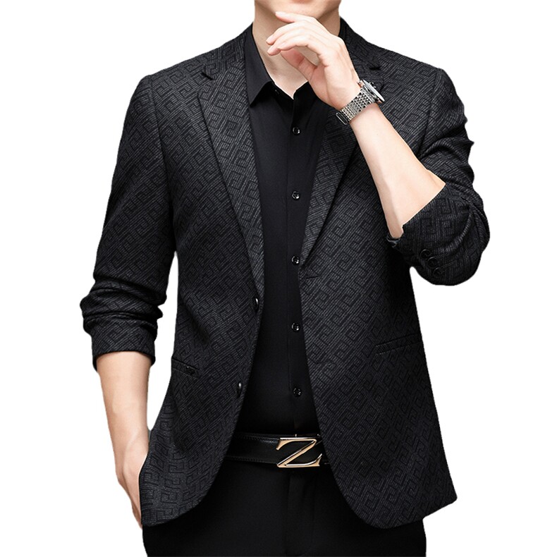 男士2023年秋季新款长袖休闲西服中青年纯色便服外套AJY8615-P175,男装西服,电商B212（原钱塘6029）