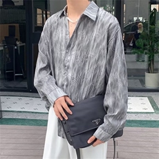 春夏慵懒风长袖衬衫薄潮流宽松衬衣男装高级感休闲上衣CS0674-P50，男装衬衫，星座308B-1