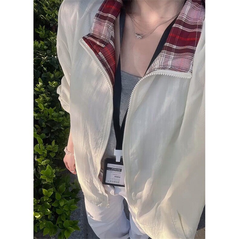 cleanfit拼接格子防晒衣男女夏季薄款美式复古翻领夹克情侣装外套,男装夹克,星座601-1