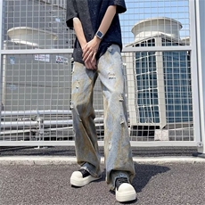 磨洗做旧dirtyfit牛仔裤男宽松垂感拖地复古裤子废土风NTG36，男装牛仔裤，星座1116A-1（原606A）