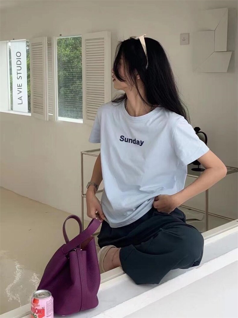 【】字母烫图T恤，女装T恤，里奈(5F)