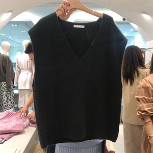 羊绒马甲女短款纯色羊毛背心宽松大码针织V领毛衣衫坎肩秋冬新款图片