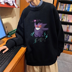 1港风新款宽松休闲中性情侣潮流印花毛衣男外套7633P48加绒P55，男装针织衫/毛衣，星座226-2