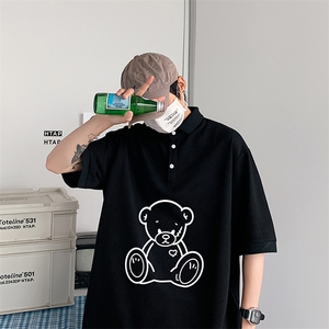 PL57174-P35 翻领短袖polo衫男大码胖子半袖t恤男有领保罗衫 模特图片