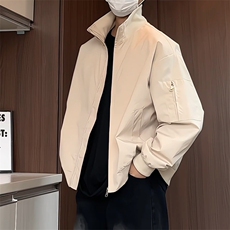 JK5018/P65春装新款纯色个性短款设计立领飞行员夹克男潮流外套，男装夹克，电商A141