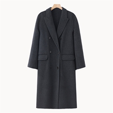 2025年秋季新款百搭女士V领长款大衣，女装双面呢大衣，鹿展羊绒大衣