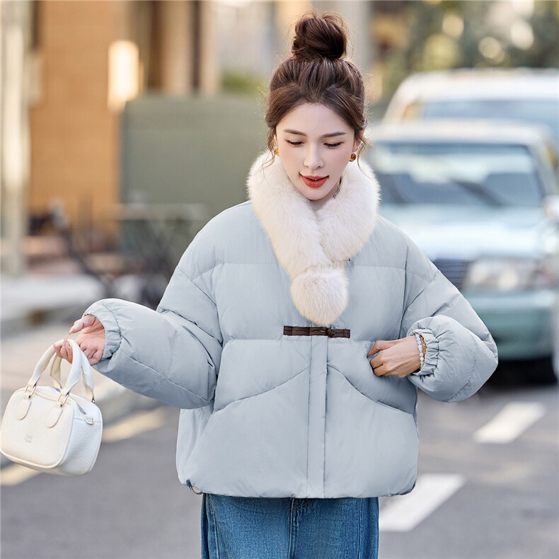 新款冬季可拆卸真狐狸毛围脖羽绒服2025年冬季时尚潮流,女装羽绒服,鑫鑫美