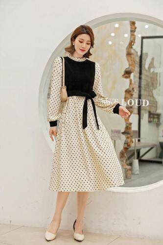 【现货】波点气质连衣裙,女装连衣裙,新依佳人