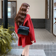 红色毛衣小香风套装女2025春秋新款高级感气质短外套半身裙两件套，女装套装/套裙，2C261