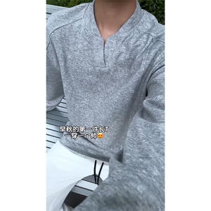 特批22 数据款小v领美式T恤高品质长袖卫衣设计立体显瘦insCX3303图片
