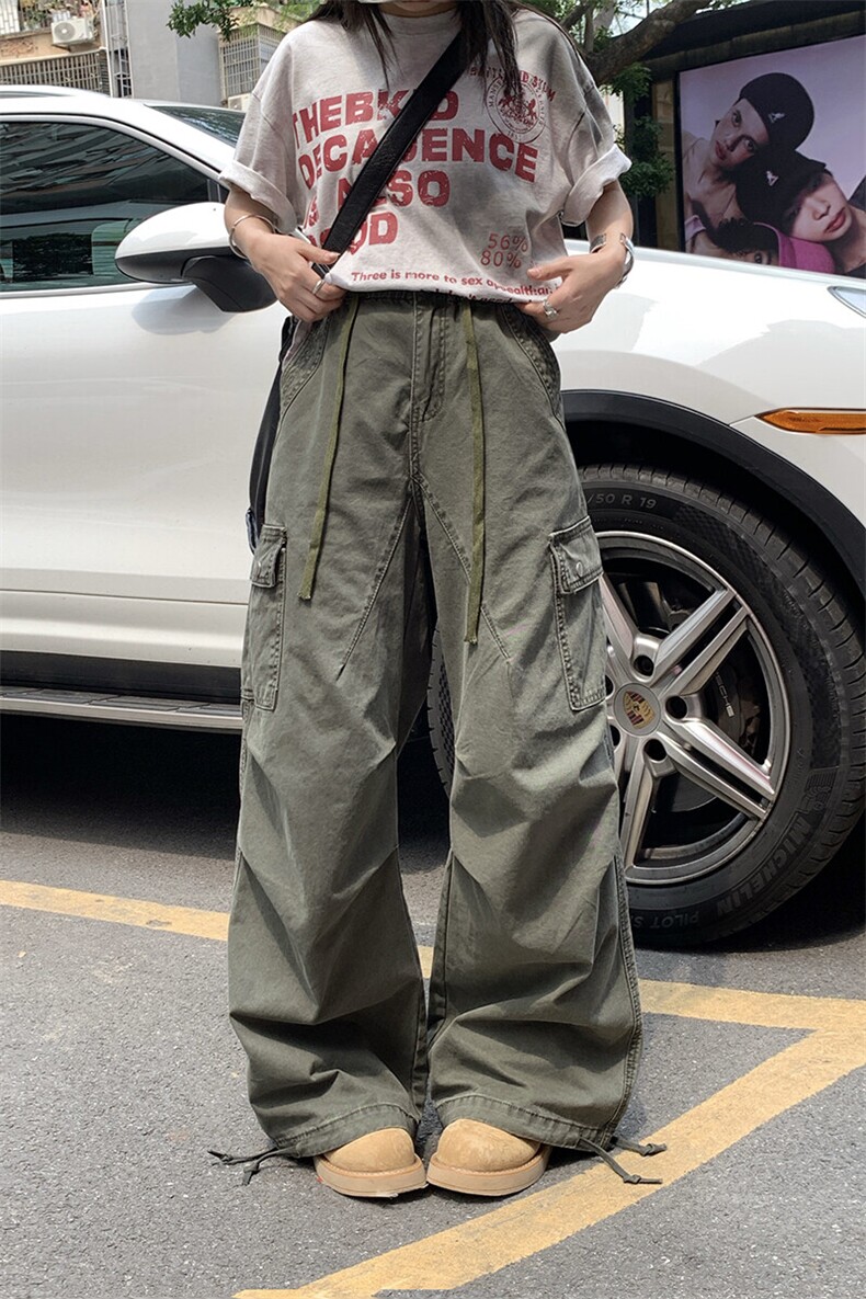 休闲裤男女2026新款夏季中高腰美式复古阔腿直筒工装裤YD9002-P75,男装牛仔裤,星座509