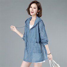 防晒衣时尚潮流舒适长袖2025年夏季连帽宽松优雅,女装短外套,丽影随形