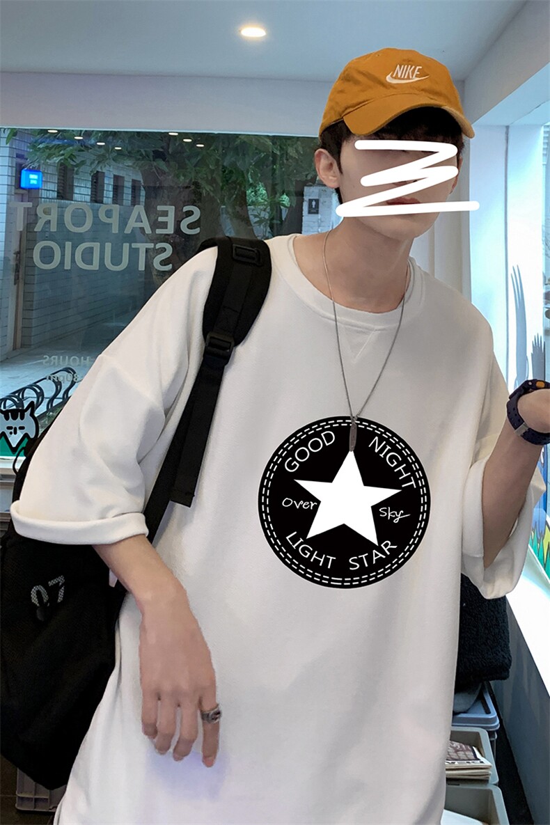 Q11008-P30春夏季七分袖t恤男大码五分袖男短袖中袖,男装T恤,电商A040