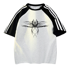 白花灰拼黑袖