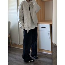 古着vintage水洗帆布牛仔外套男女款多口袋立领工装情侣夹克JK232，男装工装外套，星座601-1