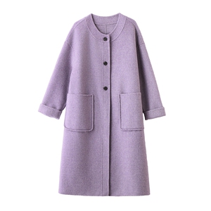 超美紫色双面羊毛大衣2C267-967-P305-K399【搭配同款围巾】图片
