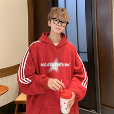 美式三杠条纹复连帽卫衣秋冬男女宽松长袖SWY2471-P55控8850棉，男装卫衣，电商B370