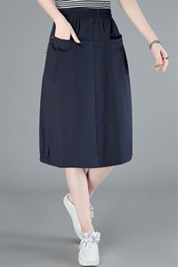 2023春秋季半身裙纯色中长款百搭舒适图片
