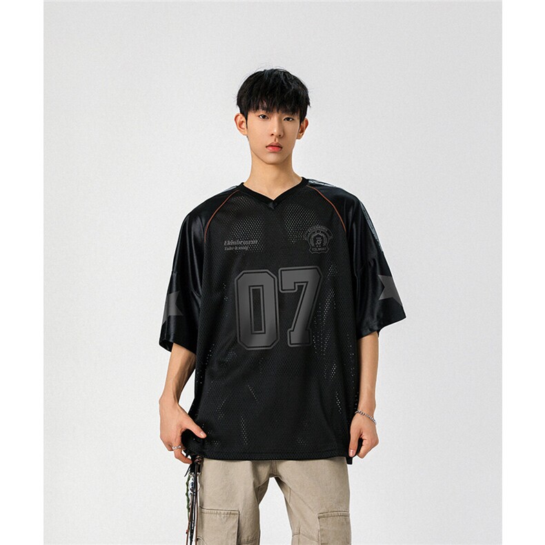美式橄榄球透气球衣印花网面大码M-5XL短袖T恤男DX78027P39控65,男装T恤,星座226-1