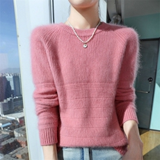 秋冬季新款舒适时尚百搭加厚圆领貂绒衫，女装针织衫/毛衣，冬贝尔貂绒