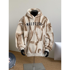 水墨扎染羊羔绒连帽卫衣复合超柔绒750克连帽棉衣XZ301AY05P95，男装棉衣，星座301A