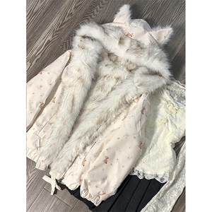 1506-1/M36261/P99座山雕毛领棉服女冬季新款设计感猫耳朵拉链图片
