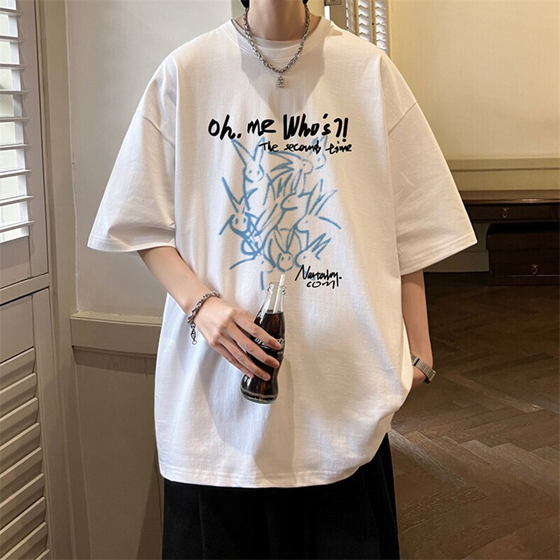 抖音得物二开现货供应220克夏装重磅美式高街宽松短袖t恤MT65,男装T恤,电商A486-1