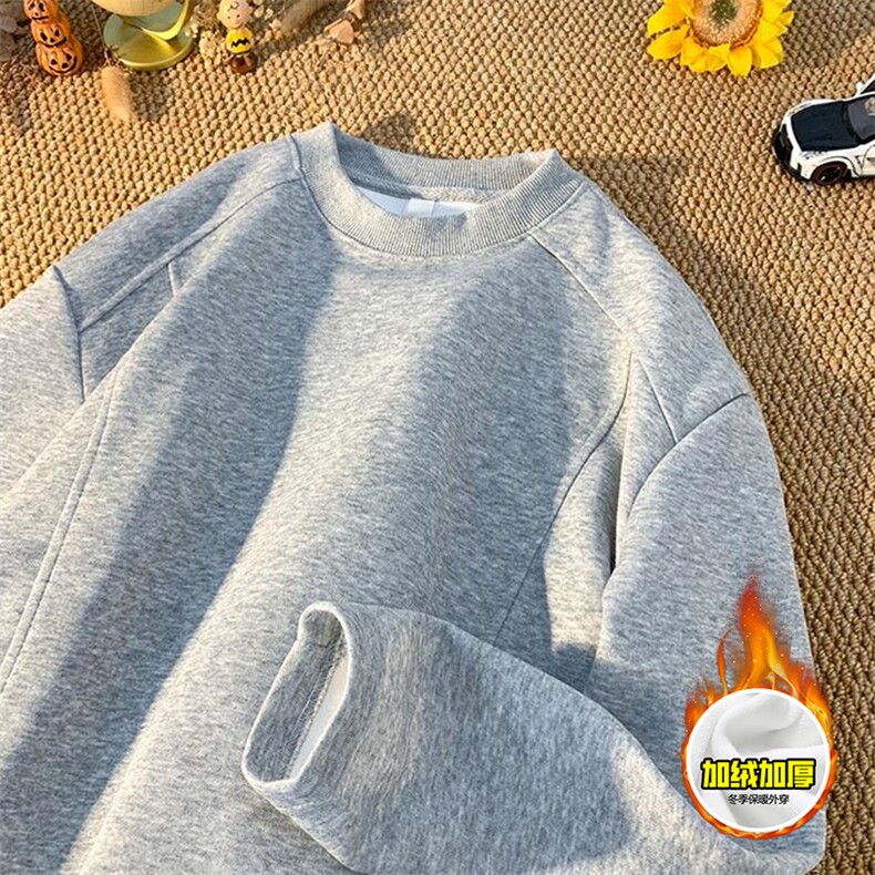 抖音得物品质美式高街重磅曼巴棉结构硬阔boxy版潮牌卫衣长袖T恤，男装T恤，电商A486