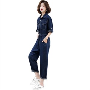 牛仔连体裤女2026夏季新款欧货时尚设计感气质修身显瘦减龄裤子潮，女装套装/套裙，E百度