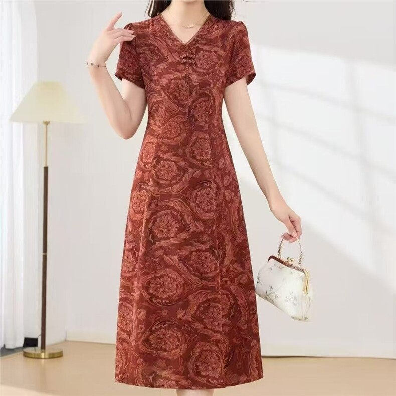 夏季新款特大码女装纯色连衣裙简约通勤轻柔透气A字长裙子,女装连衣裙,娇莉