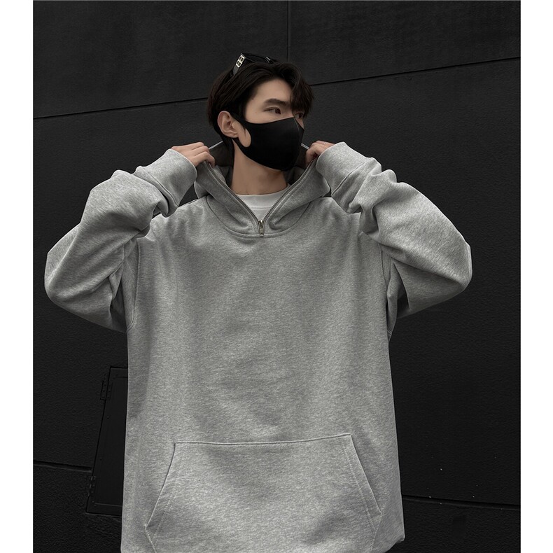 秋冬美式420克重磅忍者半拉链连帽卫衣宽松休闲卫衣外套D396P78,男装卫衣,电商A335-1（原A458）
