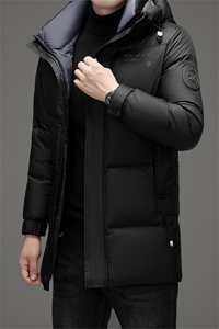 新款冬季羽绒服中长款羽绒服帅气时尚保暖休闲连帽高级外套男图片