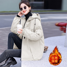 现货秒发2023新款韩版白鸭绒羽绒服小香风加厚大码冲锋衣外套，女装羽绒服，星宇服饰