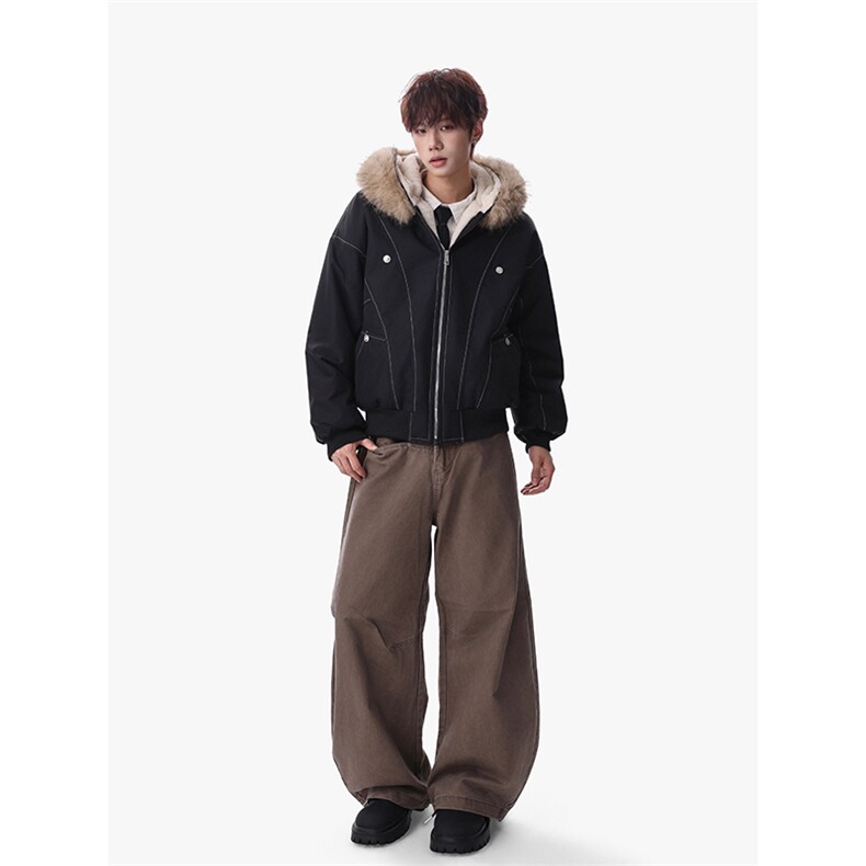 1506A/Q86170/P90时尚老爹风大毛领棉衣男保暖夹克外套高级感1,男装夹克,星座1506A