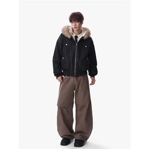 1506A/Q86170/P90时尚老爹风大毛领棉衣男保暖夹克外套高级感1
