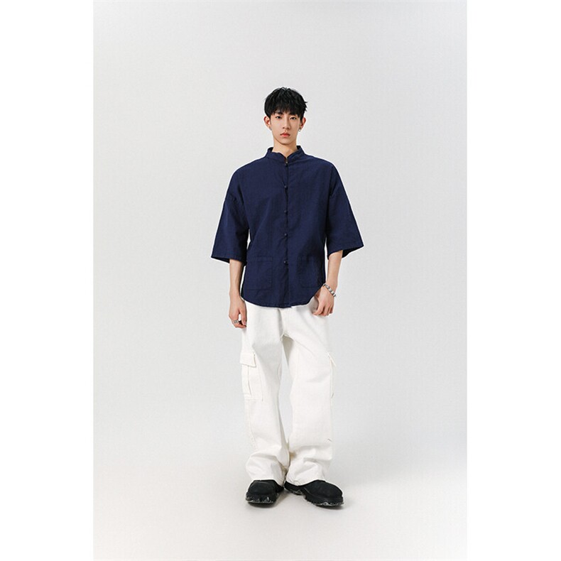 8XL-M  风大码夏短袖衬衫男外套棉麻七分袖上衣CS505P60控78图片