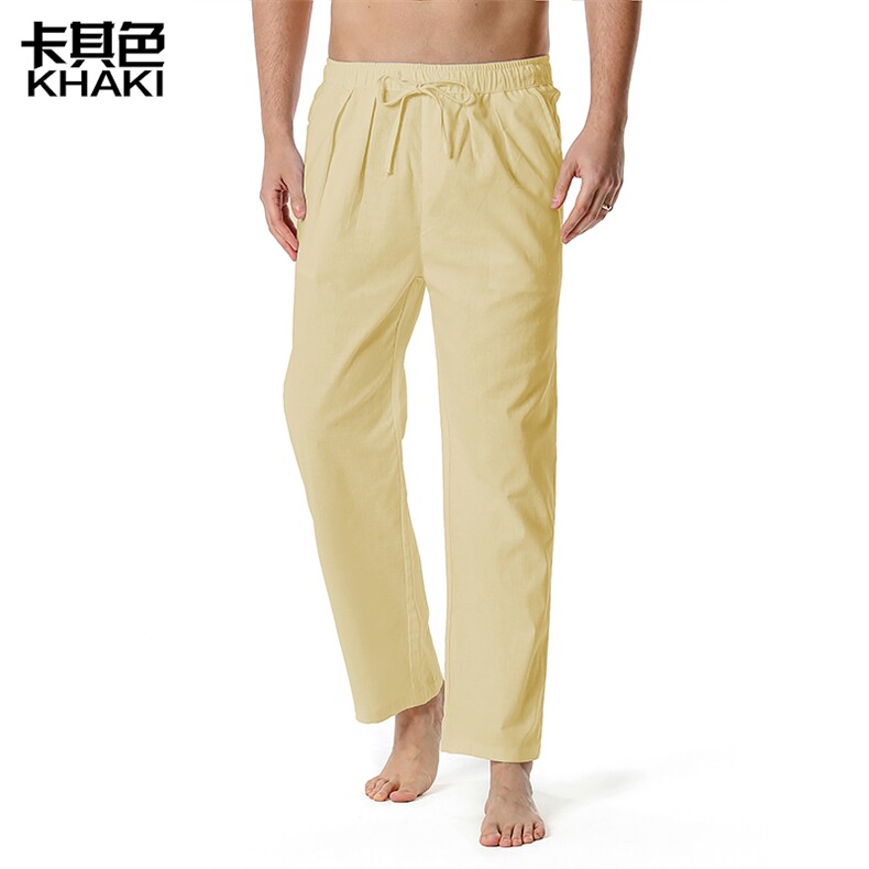 男式亚麻棉宽松休闲轻质弹性腰裤瑜伽裤家居裤CK12P40，男装休闲裤，星座1314