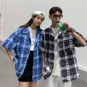 C93-P38大码男女款短袖衬衫2025夏季新款韩版宽松百搭外穿防晒衣