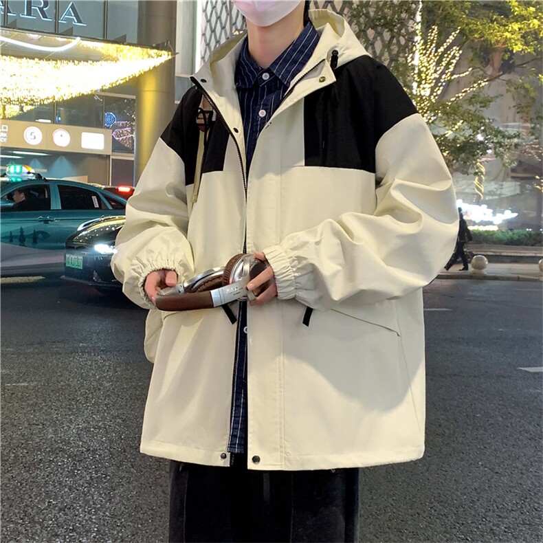 2026春秋款连帽拼接夹克男潮牌大码A436-D1203-小码P65-大码P70,男装夹克,电商A436