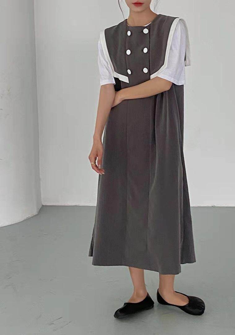 海军风背心裙，女装背心吊带，季尺