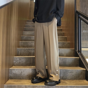 秋季新款高街潮牌阔腿长裤日系复古慵懒风直筒休闲裤男 K7302-P39图片