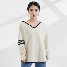 时尚百搭V领宽松羊绒毛衣简约大方舒适保暖，女装羊绒衫，恒爱羊绒