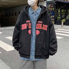 男春季新款华夫格刺绣连帽开衫卫衣WT22P40，男装卫衣，星座1116-2