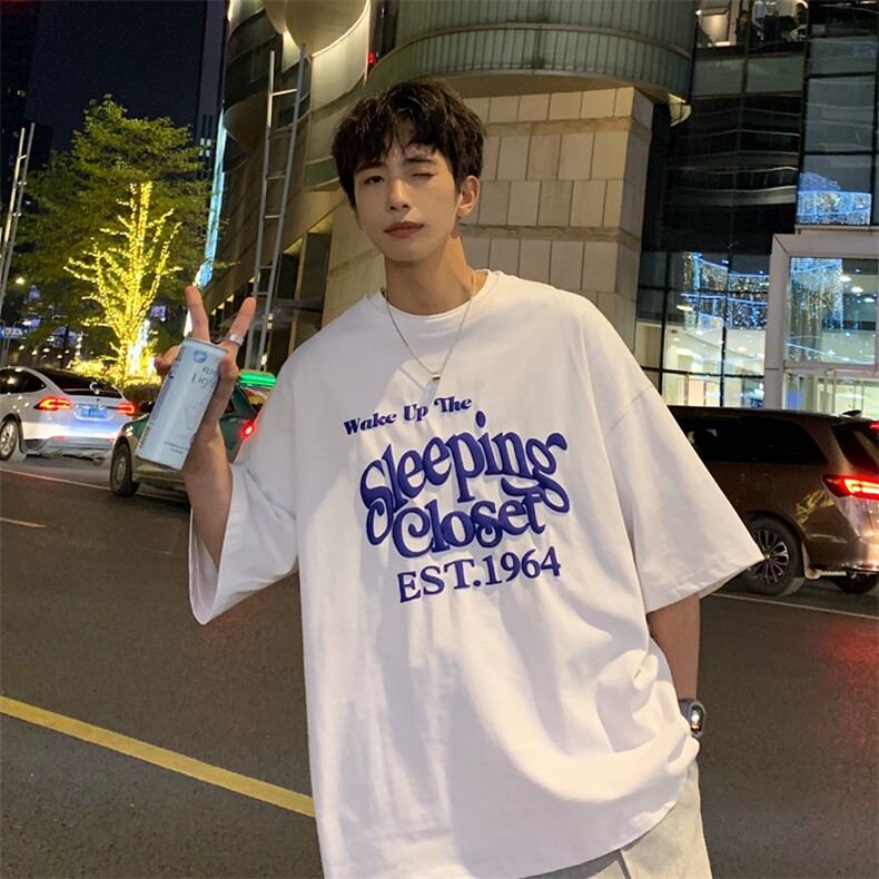 短袖t恤男士夏季装美式宽松上衣服潮牌潮流2023新款T0160-P40,男装T恤,星座308B-2