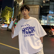短袖t恤男士夏季装美式宽松上衣服潮牌潮流2023新款T0160-P40，男装T恤，星座308B-2