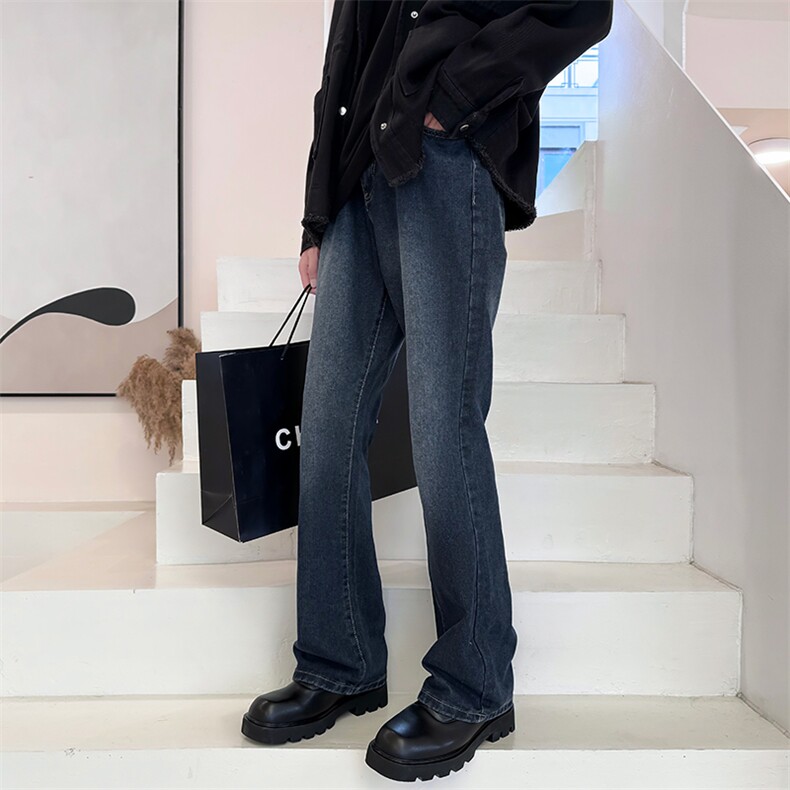 美式高街cleanfit基础款休闲牛仔裤男潮ins微喇牛仔裤D621-P55,男装牛仔裤,电商B381-2