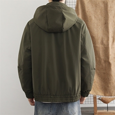 潮流拉链大口袋防风棉衣男连帽抽绳保暖棉服冬季新款御寒外套，男装棉衣，星座914